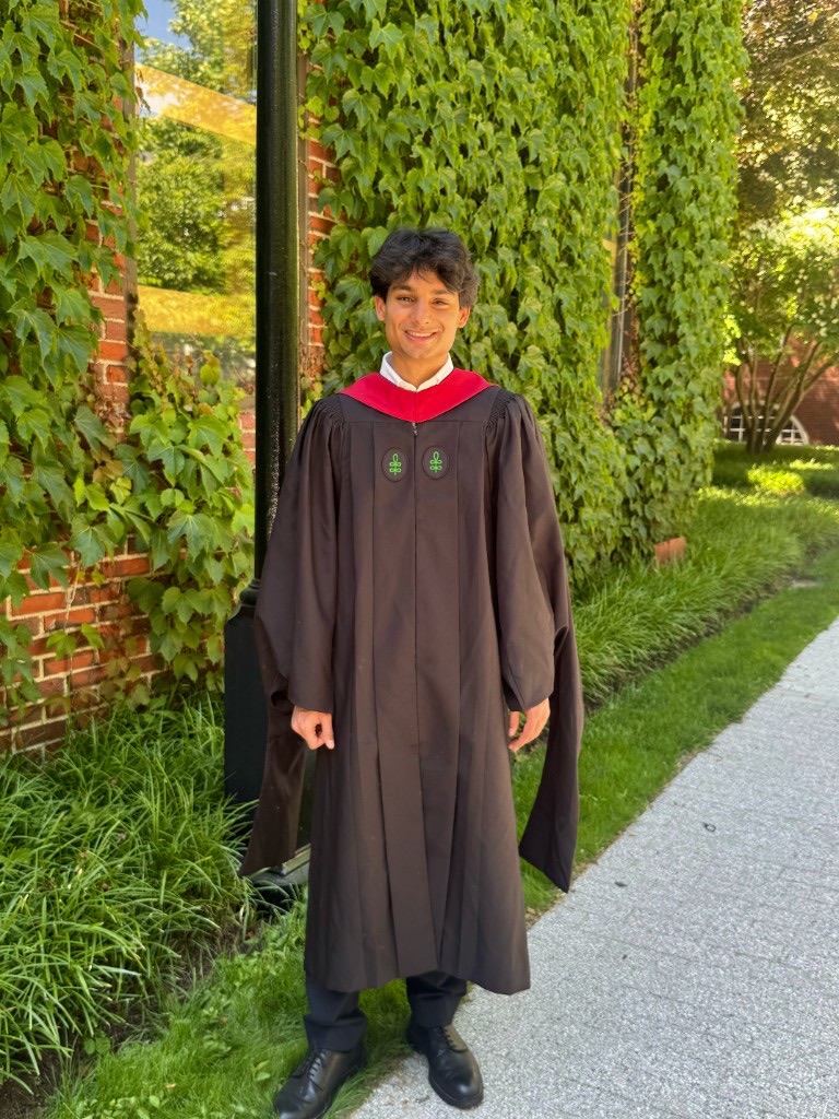 Rishabh Goel in Harvard cap and gown